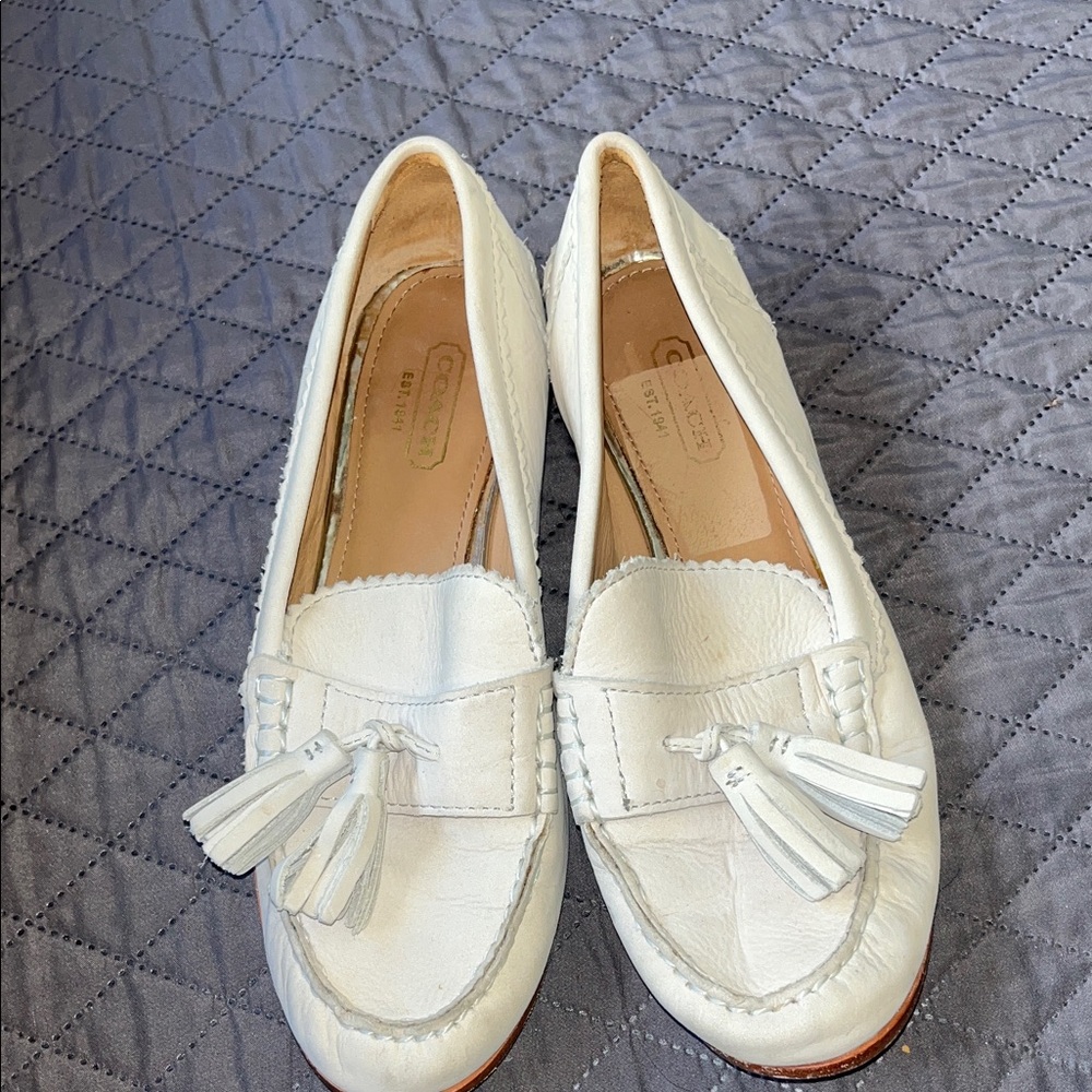 Coach Women's Cream Tassel Loafers - Picture 3 of 10